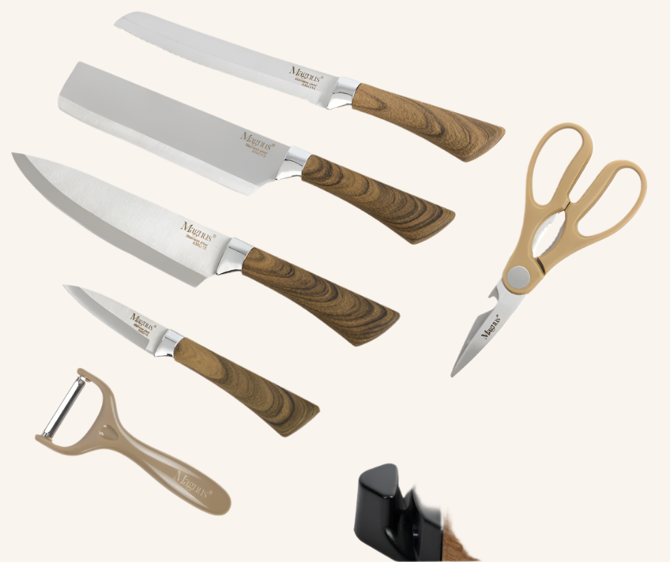 סט סכינים וקרש חיתוך