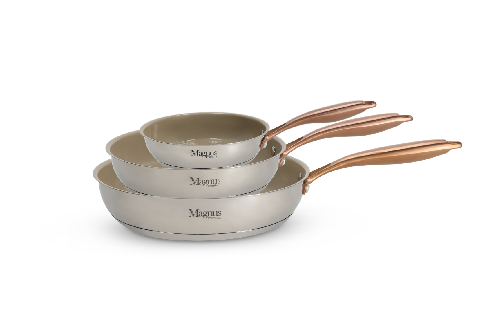 סט 3 מחבתות נירוסטה CERAMIC