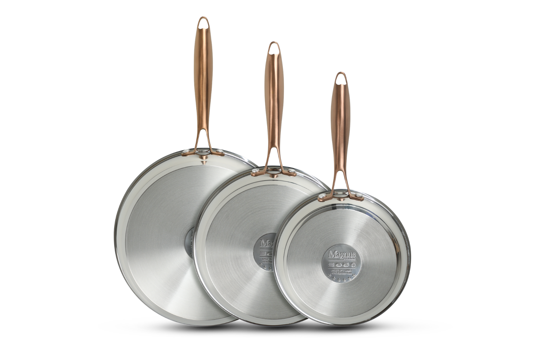 סט 3 מחבתות נירוסטה CERAMIC