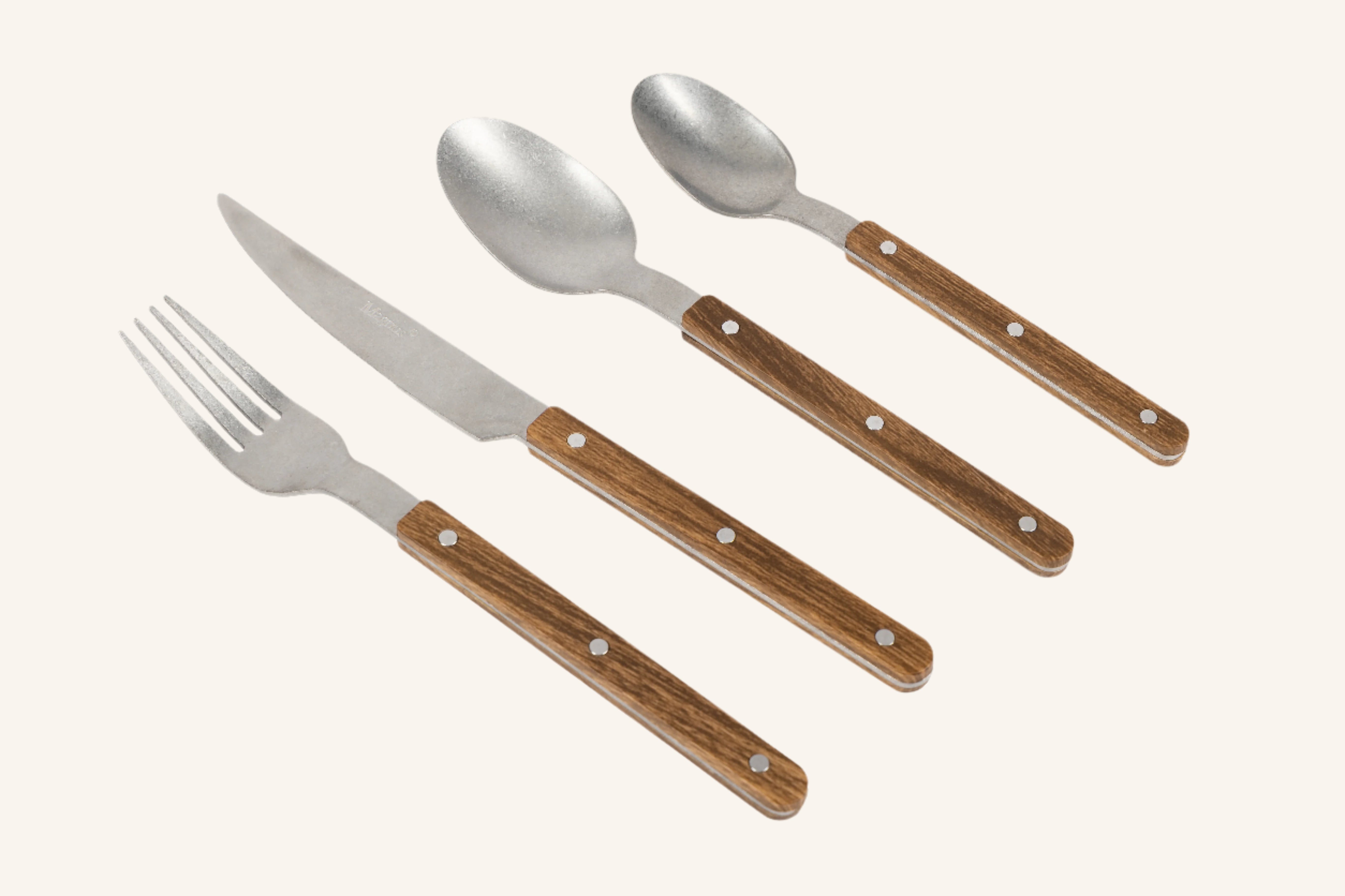 סט סכו"ם 24 חלקים כסוף דמוי עץ