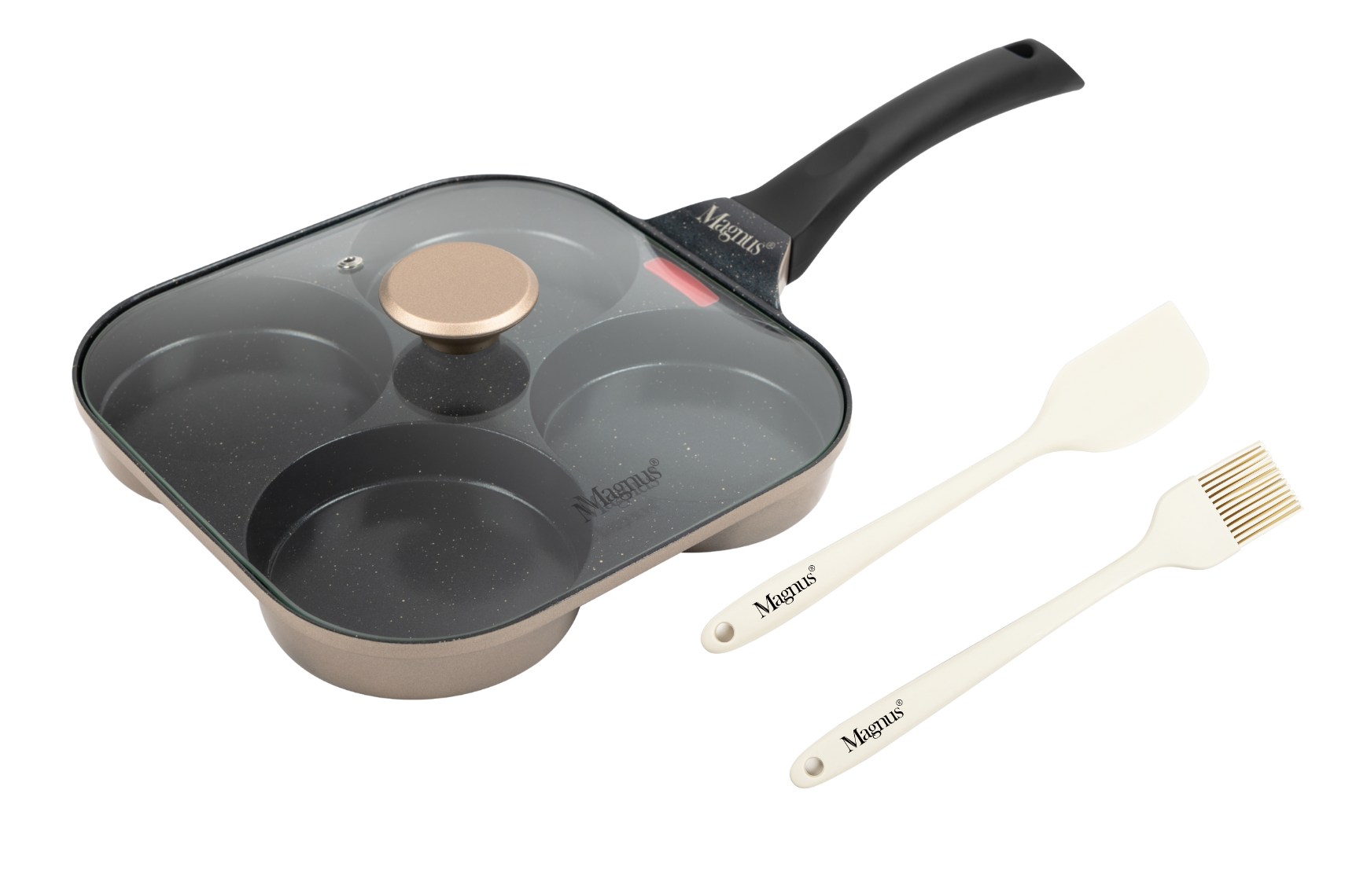 מחבת 4 שקעים 23 ס"מ עם מכסה ROSE