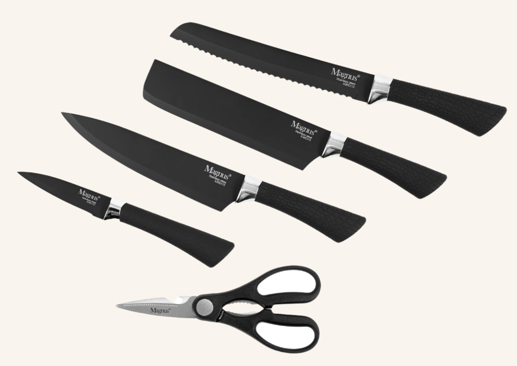 סט סכינים שחור וקרש חיתוך