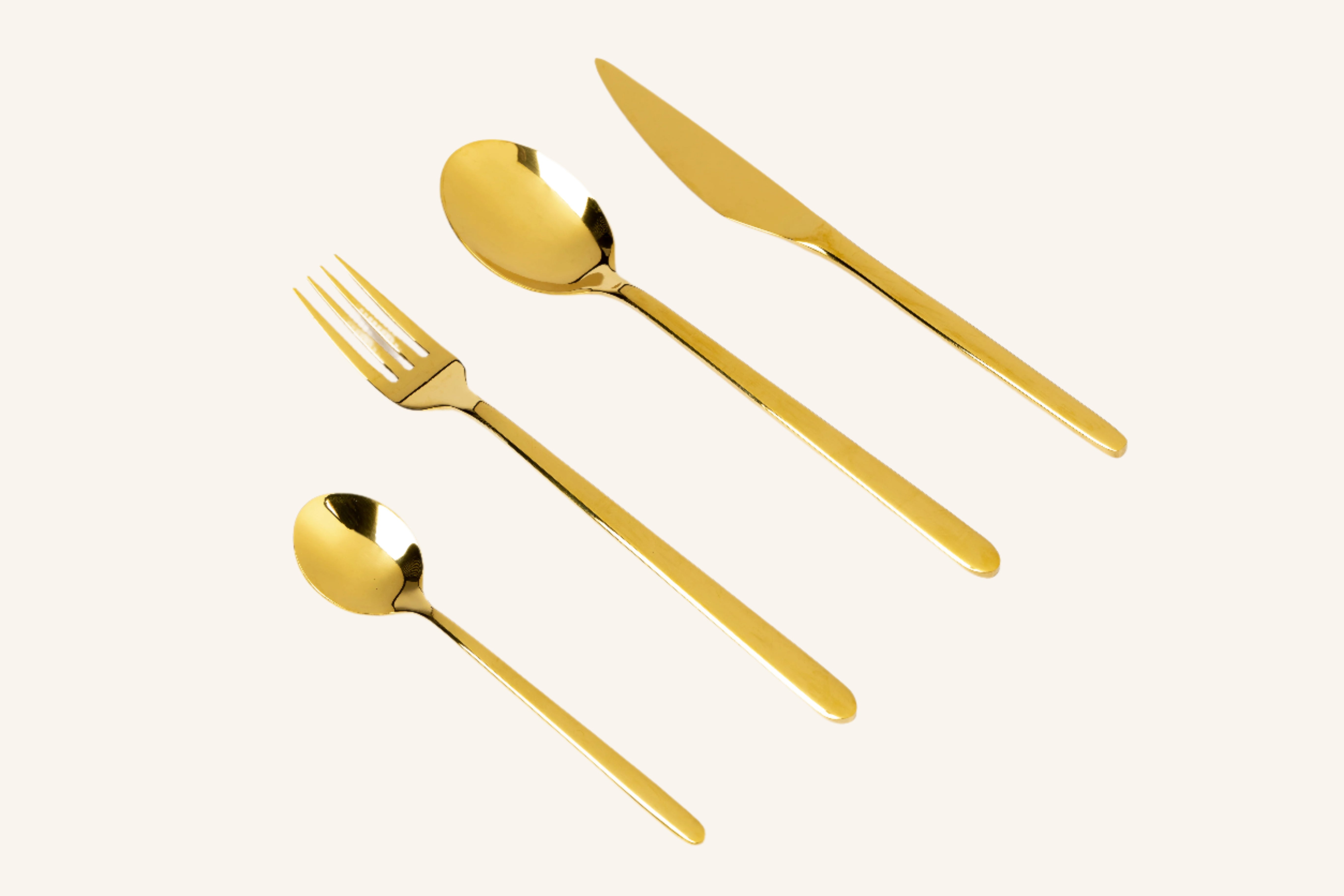 סט סכו"ם בגימור זהב מבריק 24 חלקים