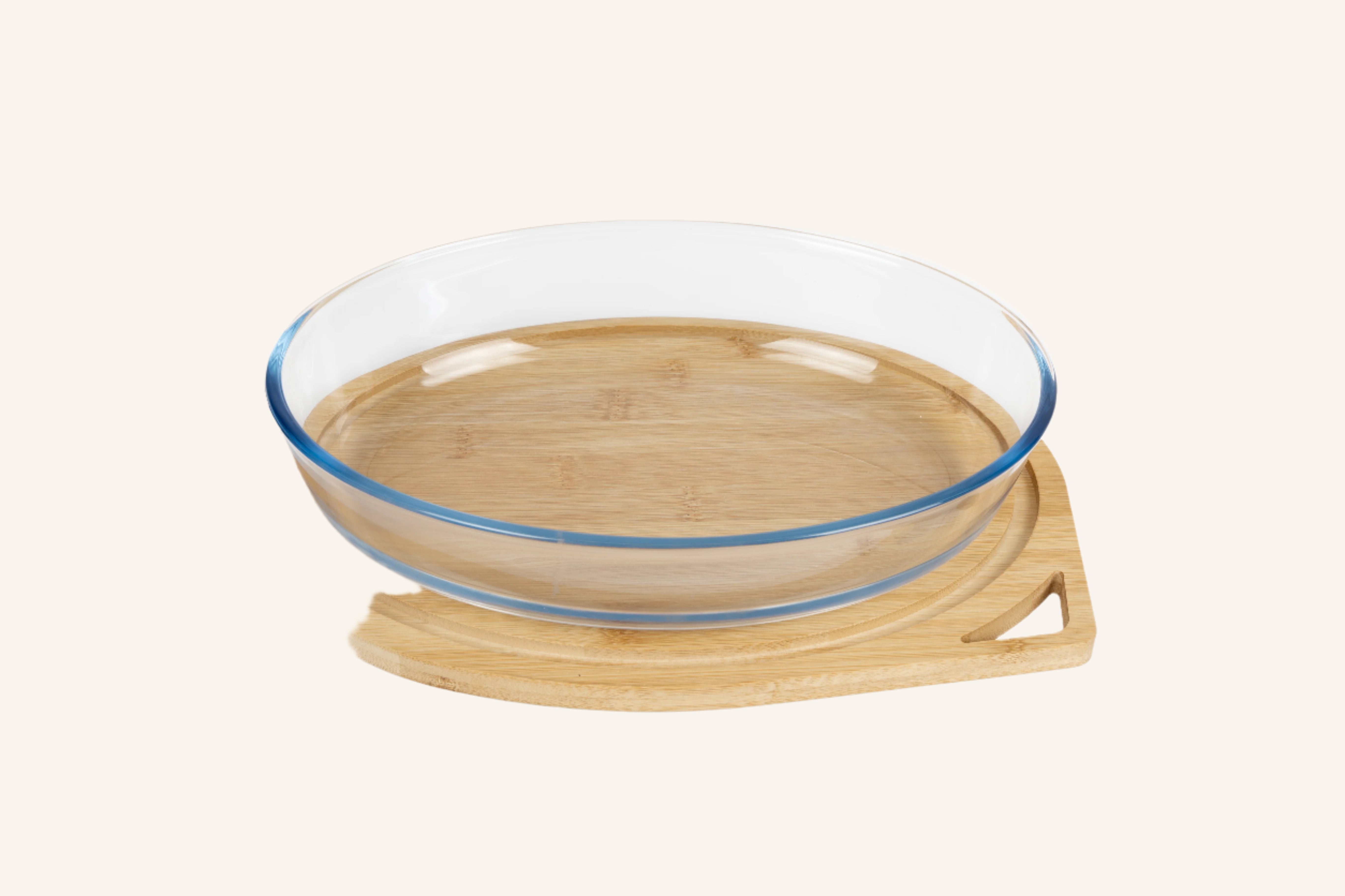 תבנית זכוכית אובלית עם מכסה קרש חיתוך