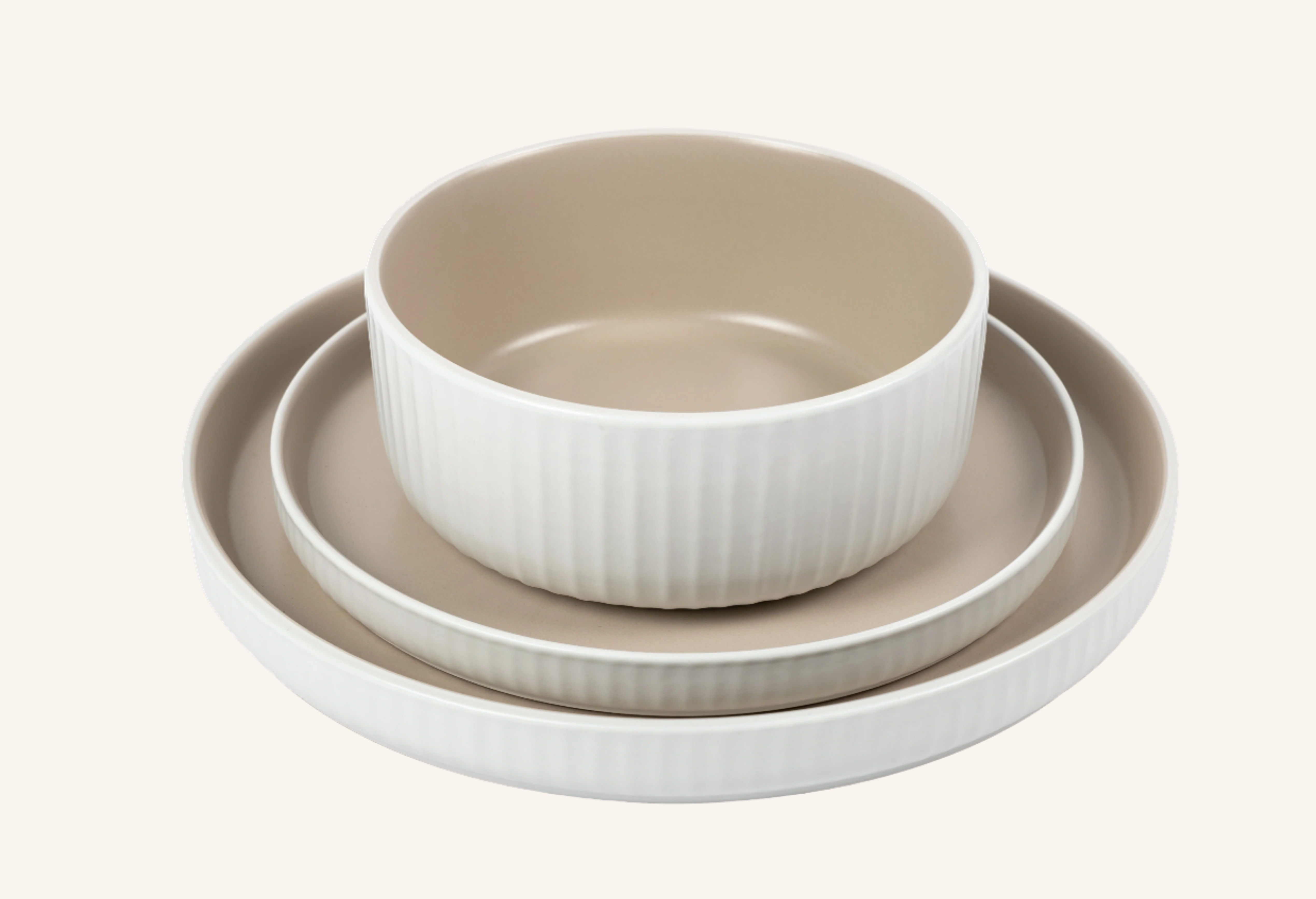 סט צלחות 18 חלקים CREAM&BEIGE