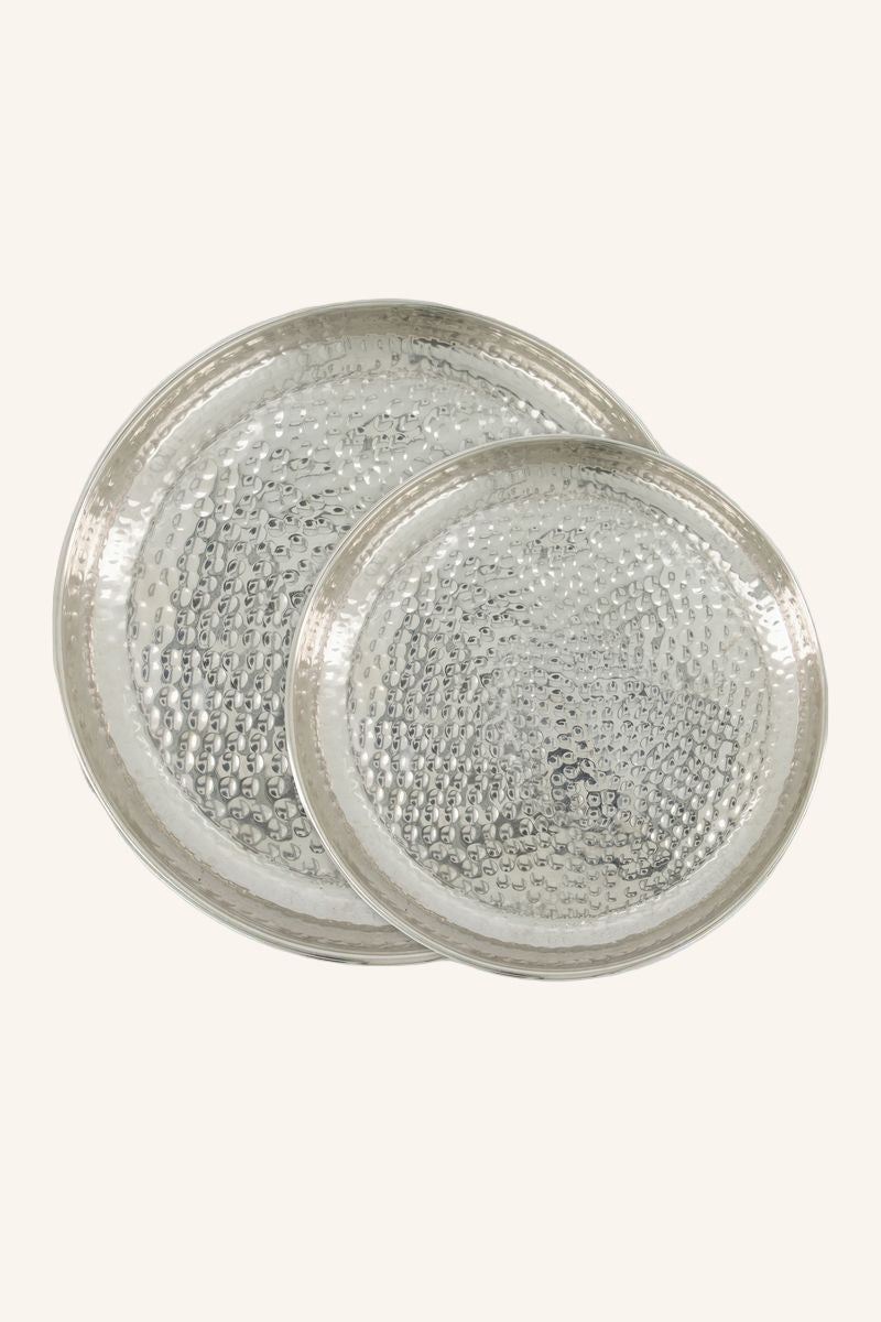 סט 2 מגשים עגול כסוף