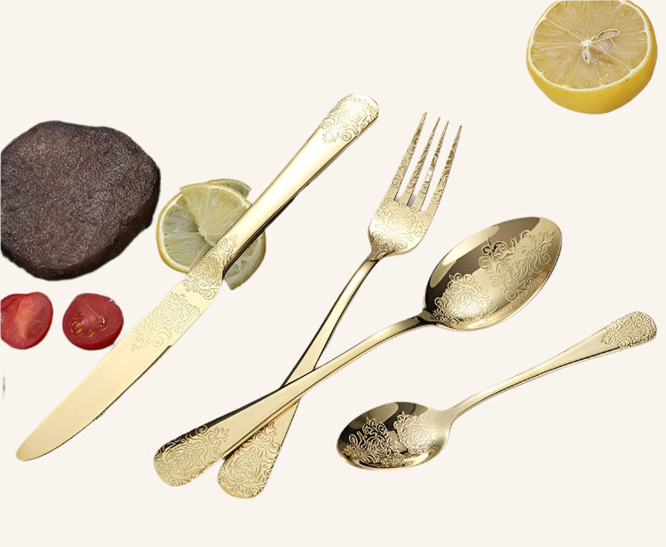 מארז סכו"ם זהב מעוטר 24 חלקים