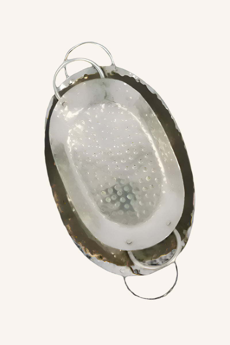 סט 2 מגשים אובלי כסף