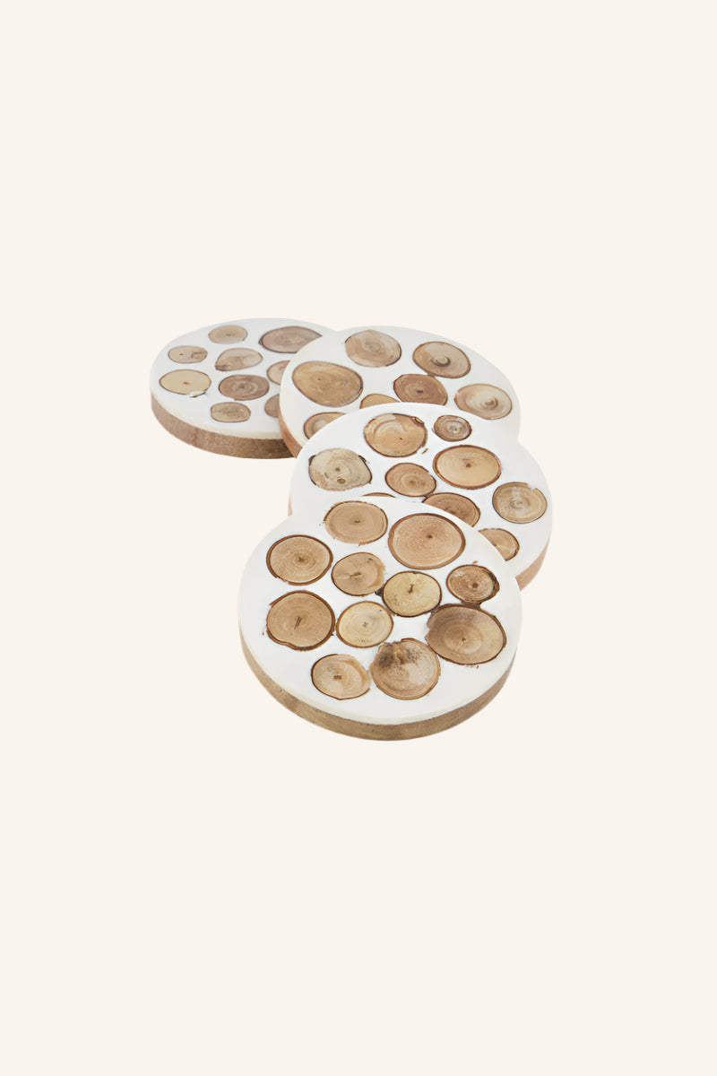 סט 4 תחתיות לכוסות עגול דגם wood