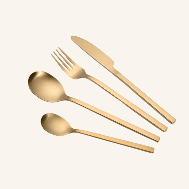 סט סכו"ם בגימור זהב מט 24 חלקים