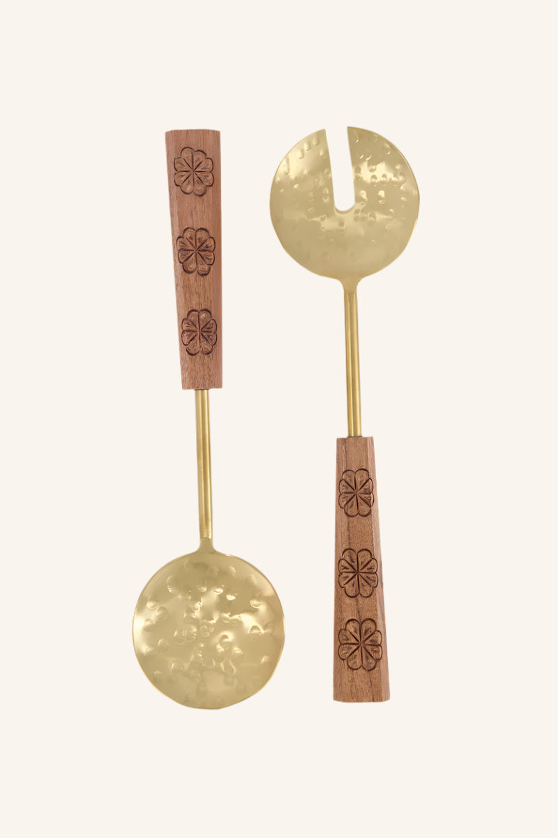 סט כפות הגשה זהב דגם wood