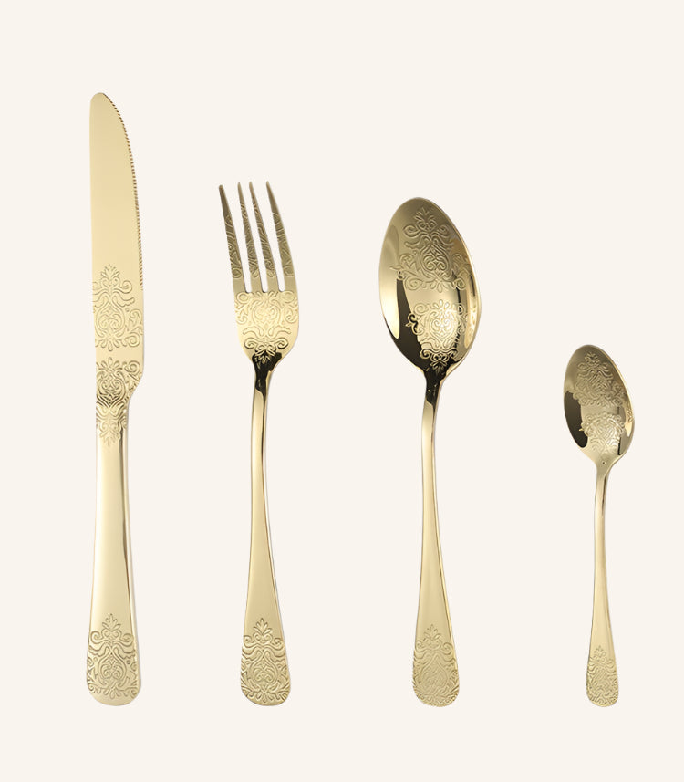 מארז סכו"ם זהב מעוטר 24 חלקים