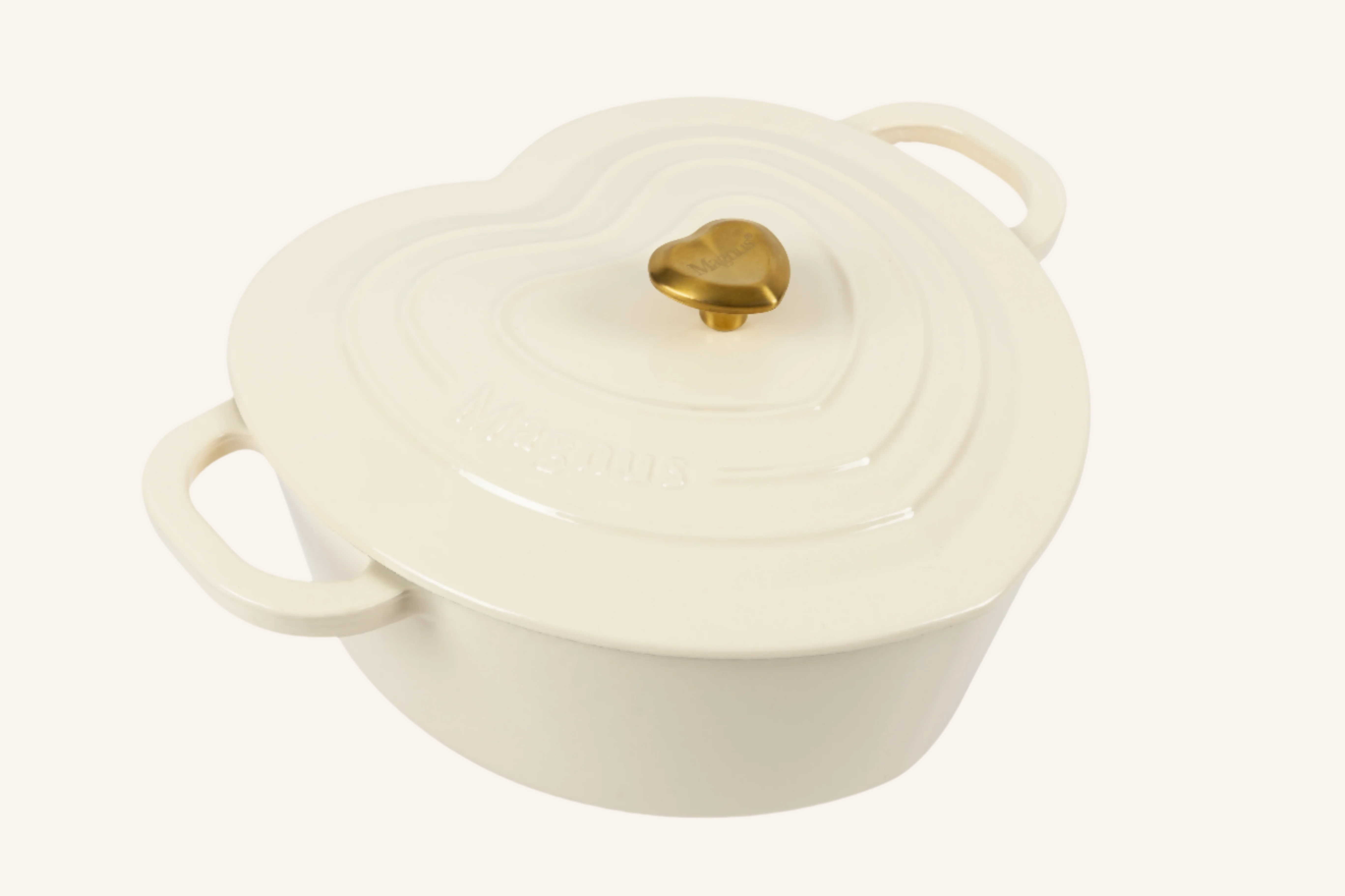 סיר יציקת ברזל לב קרם