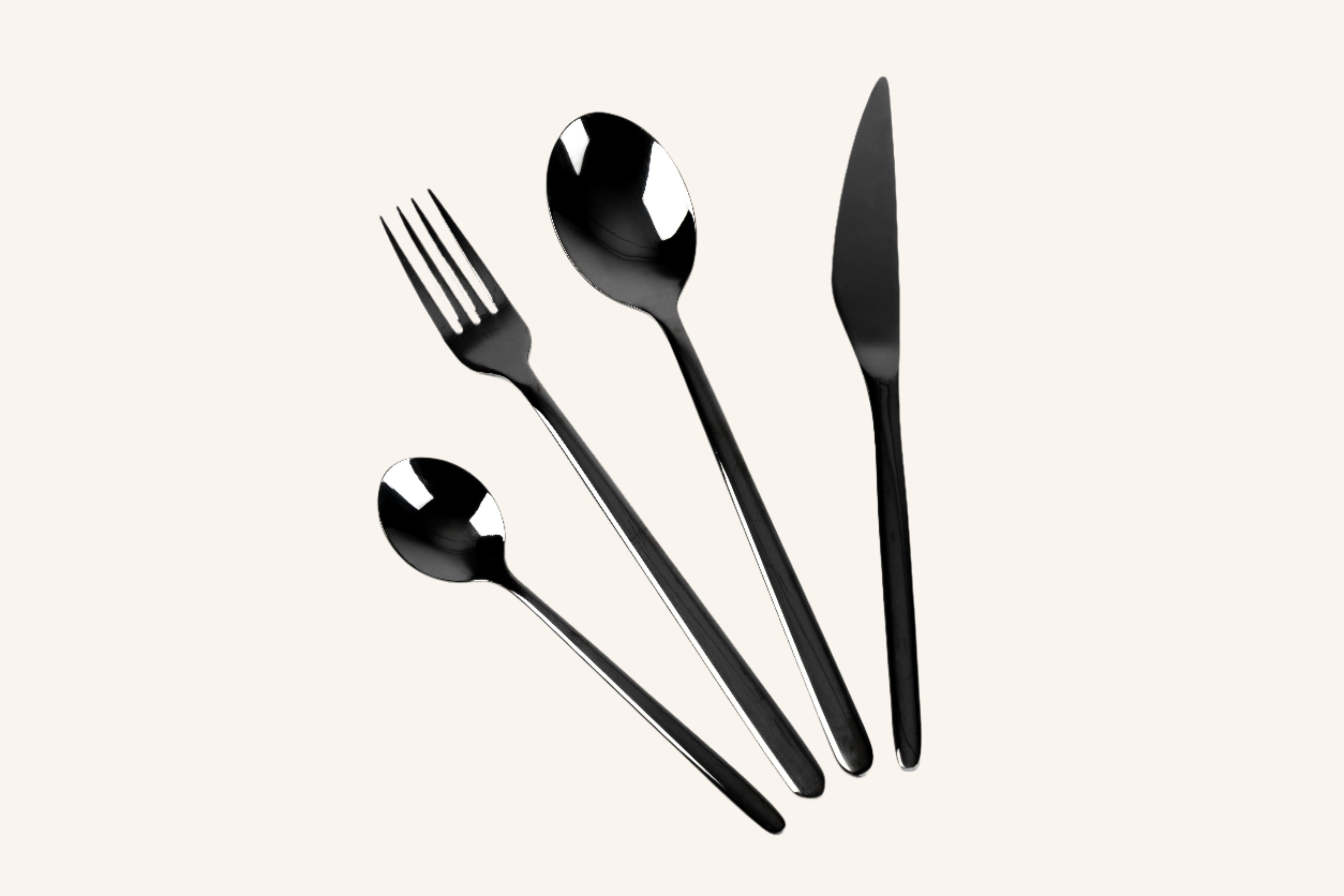 סט סכו"ם בגימור שחור מבריק 24 חלקים