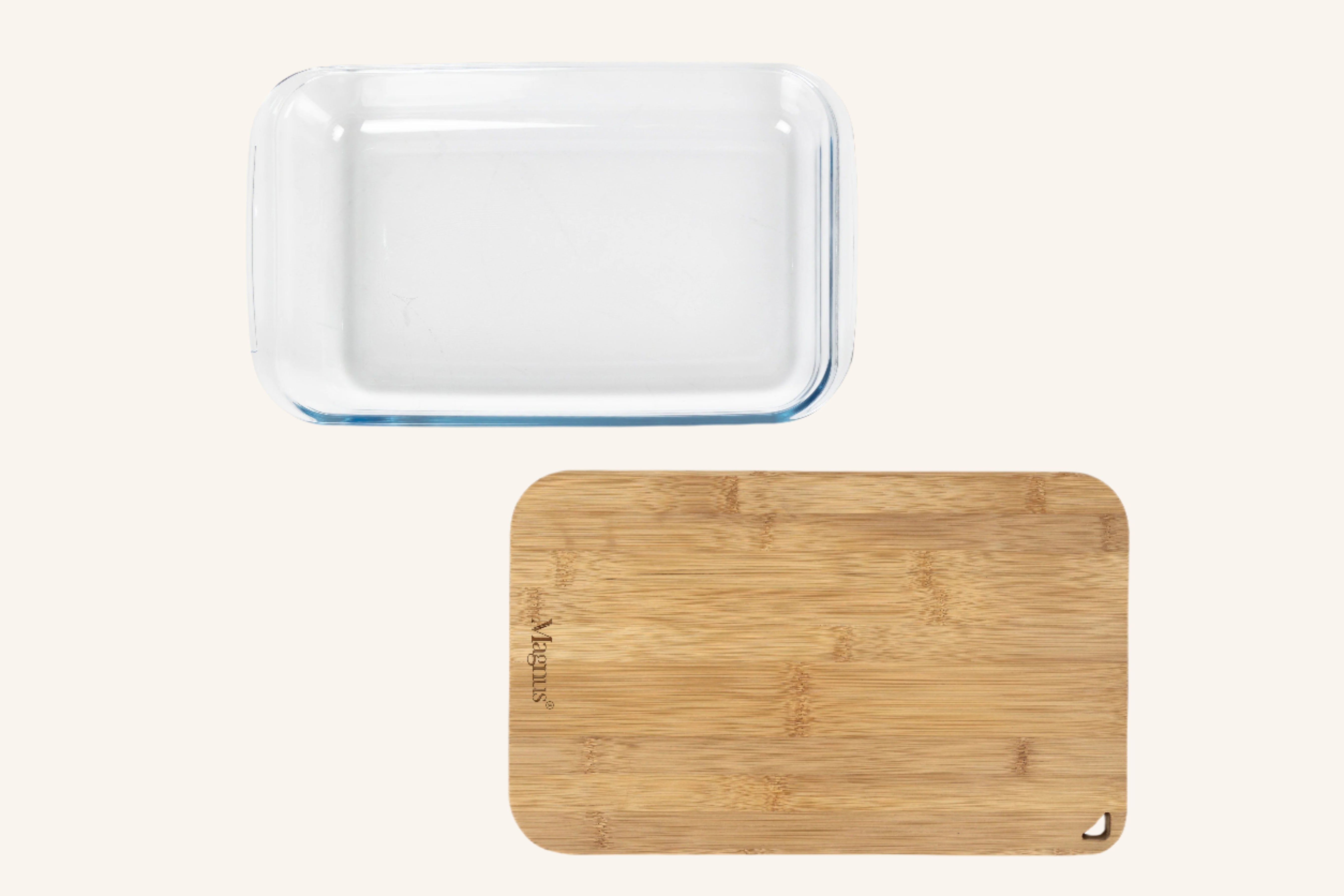 תבנית זכוכית מלבנית עם מכסה קרש חיתוך