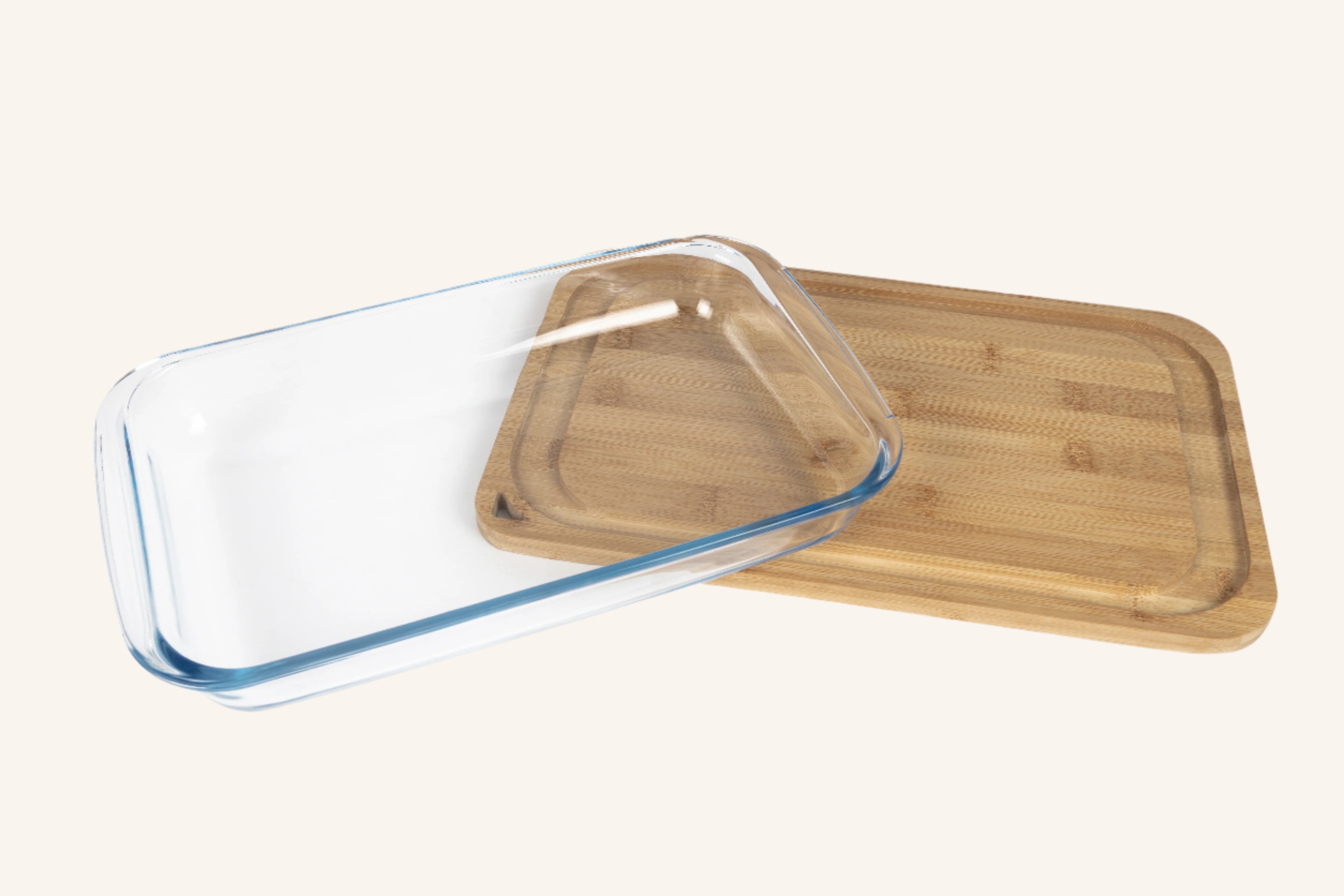 תבנית זכוכית מלבנית עם מכסה קרש חיתוך