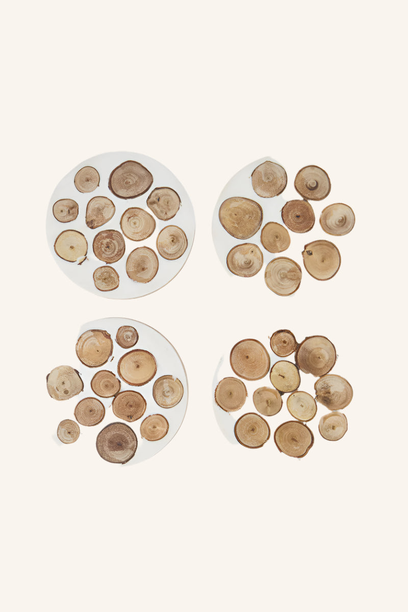 סט 4 תחתיות לכוסות עגול דגם wood